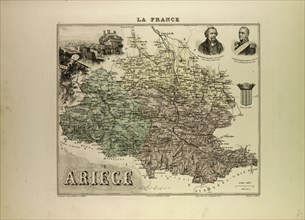 MAP OF ARIÃƒË†GE, 1896, FRANCE