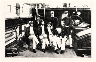 GROUP OF CHILIAN OFFICERS ON BOARD A MAN OF WAR