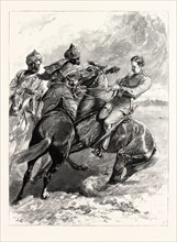 THE CAVALRY MANOEUVRES AT ATTOCK, INDIA-NATIVE CAVALRY STOPPING A SCOUT