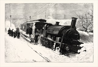 THE GREAT SNOWSTORM: THE FLYING DUTCHMAN OFF THE LINE AND IN A SNOW-DRIFT NEAR CAMBORNE IN