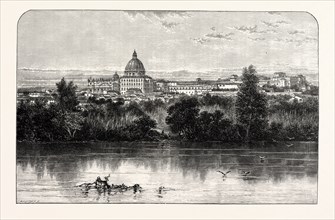 ST. PETER'S AND THE VATICAN, FROM THE TIBER BANKS, ROME