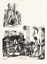 ROMAN PEASANTS: THE IDEAL (UPPER IMAGE); ROMAN PEASANTS PLAYING AT MORA: THE REALITY (LOWER IMAGE)