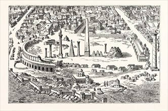 CIRCUS AND HIPPODROME OF CHRISTIAN CONSTANTINOPLE. (From an Engraving in the "Imperium Orientale