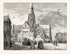 SOUTH-WEST VIEW OF OLD ST. PAUL'S, SHOWING THE CHAPTER-HOUSE, LONDON