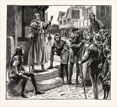 ONE OF WYCLIFFE'S "POOR PRIESTS" PREACHING TO THE PEOPLE