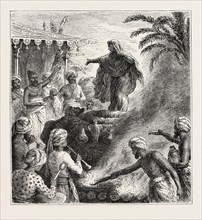 HINDOO RITE OF SUTTEE. THE WIDOW BURNT WITH HER HUSBAND'S CORPSE.