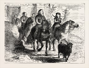 ATHELING, OR YOUNG NOBLE, RIDING WITH HIS ATTENDANTS.
