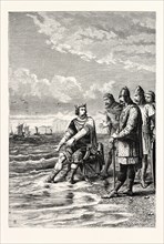 CANUTE REBUKES THE FLATTERY OF HIS COURTIERS.