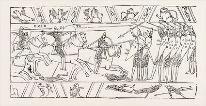THE WARRIORS OF HASTINGS, FROM THE BAYEUX TAPESTRY.