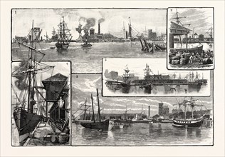 EDINBURGH: VIEWS IN LEITH DOCKS: 1. General Entrance to the Docks; 2. Albert Dock, looking North; 3