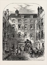 OUTER COURT OF LA BELLE SAUVAGE IN 1828, LONDON