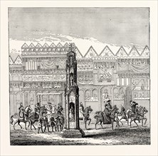 CHEAPSIDE CROSS, AS IT APPEARED IN 1547, Showing part of the Procession of Edward VI. to his