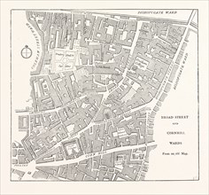 BROAD STREET AND CORNHILL WARDS, From a Map of 1750, LONDON