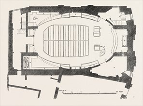 GROUND PLAN OF THE MODERN CHURCH OF ST. MARTIN OUTWICH, DEMOLISHED 1874, LONDON