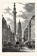THE MONUMENT AND THE CHURCH OF ST. MAGNUS, ABOUT 1800, LONDON