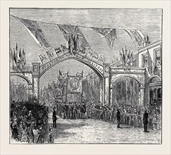 THE DUKE AND DUCHESS OF TECK AT SOUTHPORT: THE TRIUMPHAL ARCH IN CHAPEL STREET