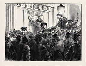 SKETCHES IN NEW YORK DURING THE PRESIDENTIAL ELECTION: OUTSIDE A NEWSPAPER OFFICE