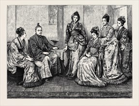 HIS EXCELLENCY IWAKURA, THE JAPANESE AMBASSADOR, AND THE LADIES OF THE JAPANESE EMBASSY