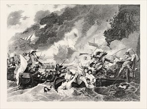 DESTRUCTION OF THE FRENCH SHIPS IN THE BAY OF LA HOGUE, AFTER THE BATTLE OF BARFLEUR, MAY 23rd,