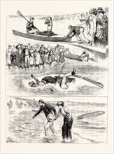 A CANOEING INCIDENT AT THE SEASIDE: 1. "Now then, give us a good push. One, two, three"; 2. And