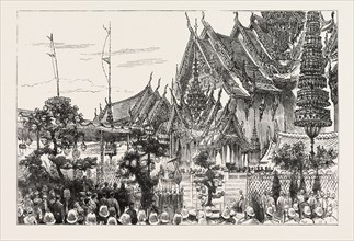 THE ROYAL FAMILY OF SIAM: THE KING AND CROWN PRINCE IN FRONT OF THE ROYAL PAVILION