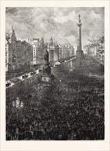THE FUNERAL OF MR. C.S. PARNELL: THE PROCESSION PASSING THROUGH SACKVILLE STREET, DUBLIN