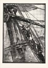AGROUND, THE CREW TAKE TO THE RIGGING