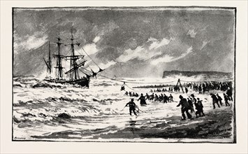 THE STORM ON THE SOUTH COAST, THE WRECK OF THE BARQUE "T.P. FLUGER," OFF ST. LEONARDS