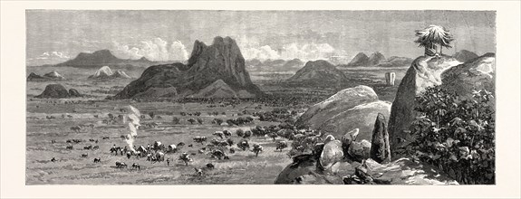 LORD RANDOLPH CHURCHILL IN SOUTH AFRICA; A SKETCH OF THE COUNTRY FROM MATIPI'S KRAAL: "On Sunday,