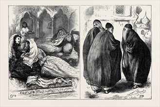 WOMEN IN PERSIA: IN THE HAREM (LEFT); IN THE STREET (RIGHT)