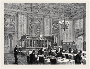 THE REFRESHMENT ROOM AT THE HOUSE OF COMMONS, LONDON, 1872