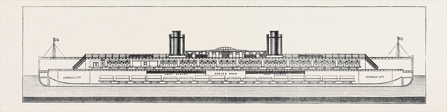 THE PROPOSED CHANNEL FERRY: LONGITUDINAL SECTION OF FERRY STEAMER; The steamer is proposed to be