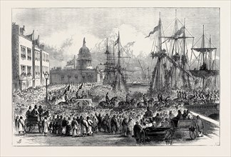THE FUNERAL OF LORD MAYO: SCENE AT THE CUSTOM HOUSE QUAY