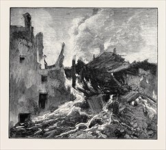 THE ERUPTION OF MOUNT VESUVIUS: HOUSE AT ST. SEBASTIANO OVERWHELMED AND BURNT BY LAVA