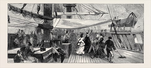 ON BOARD THE "INDUS" EMIGRANT SHIP: THE LADIES ON DECK