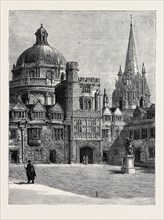 OXFORD: ST. MARY'S CHURCH, AND THE RADCLIFFE FROM THE QUAD AT BRASENOSE