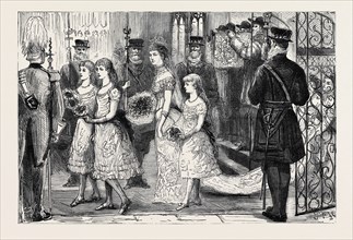 THE WEDDING PROCESSION IN ST. GEORGE'S CHAPEL: THE FIRST PROCESSION, THE ROYAL FAMILY AND THE ROYAL