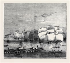 THE INDO-CHINESE OPIUM TRADE: OPIUM FLEET DESCENDING THE GANGES ON THE WAY TO CALCUTTA