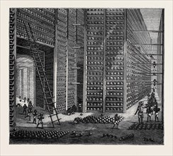 THE INDO-CHINESE OPIUM TRADE, AT AN OPIUM FACTORY AT PATNA: THE STACKING ROOM