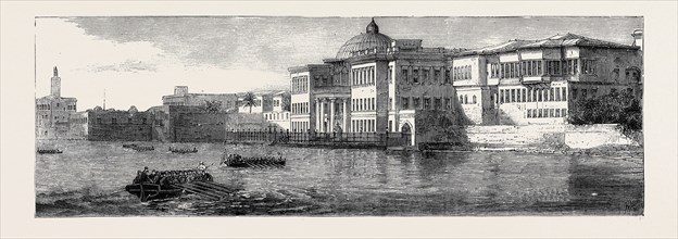 THE CRISIS IN EGYPT: THE RAS-EL-TIN PALACE AT ALEXANDRIA, WHERE THE KHEDIVE AND DERVISH PASHA ARE