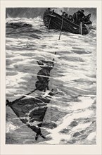 THE LOSS OF THE "JEANNETTE", LIEUTENANT DANENHOWER'S BOAT RIDING OUT THE GALE, SEPTEMBER 12, 1881,