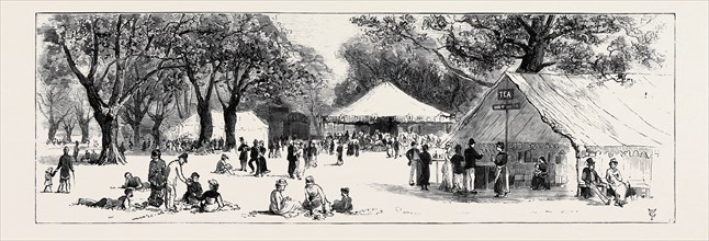 THE QUEEN'S VISIT TO EPPING FOREST: THE REFRESHMENT BOOTHS IN THE FOREST