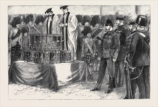 THE VOLUNTEERS AT PORTSMOUTH: THE PRINCE OF WALES ATTENDING CHURCH PARADE ON SOUTHSEA COMMON