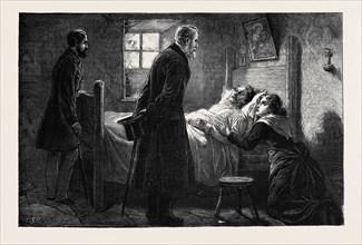 THE CONDITION OF IRELAND: MR. FORSTER VISITING A VICTIM OF "CAPTAIN MOONLIGHT" AT TULLA, COUNTY