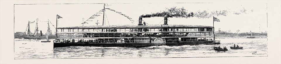 THE VICEROY OF INDIA'S VISIT TO RANGOON, BRITISH BURMA: A THREE-DECKED RIVER STEAMER IN THE HARBOUR