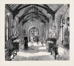 THE EMPRESS OF AUSTRIA AT COMBERMERE, CHESHIRE: THE ARMOURY IN THE ENTRANCE HALL