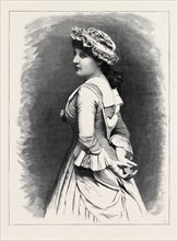 MRS. LANGTRY AS MISS HARDCASTLE IN "SHE STOOPS TO CONQUER"