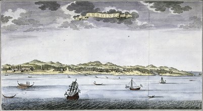 View on Ambon. Mid 18th century map by Jan van Schley