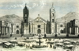 Arequipa, Square and Cathedral, 1869, Peru