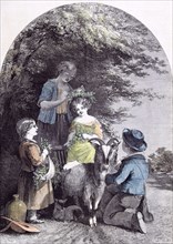 May; G.W. Willis; Children; Goat; Pastoral, spring, May; pittoresque, nostalgic; rustic; wreath;